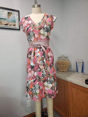 Muted Floral Dress with Pockets