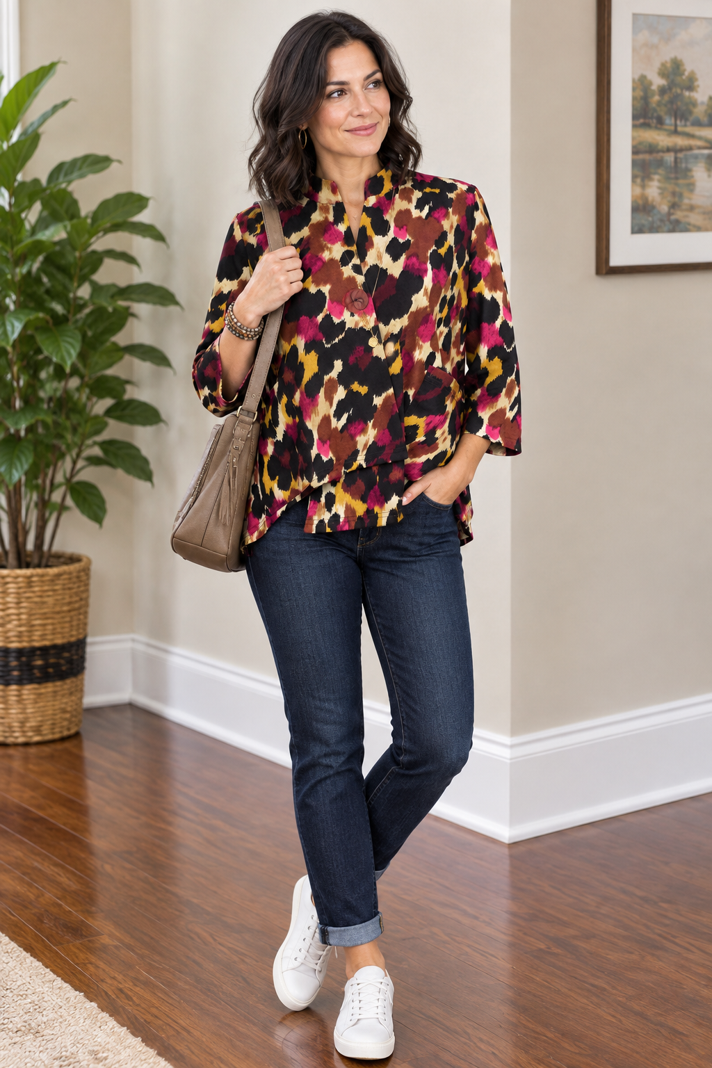 Asymmetrical Ink Blot Blazer