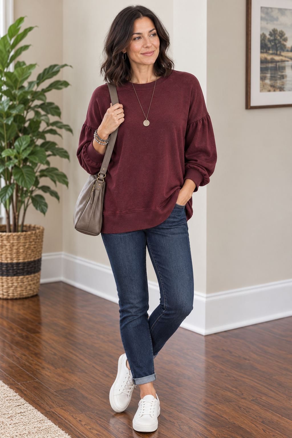 Gathered Sleeve Sweater