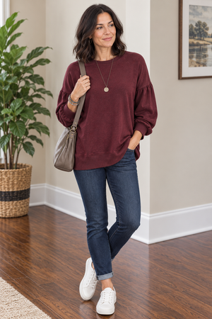 Gathered Sleeve Sweater