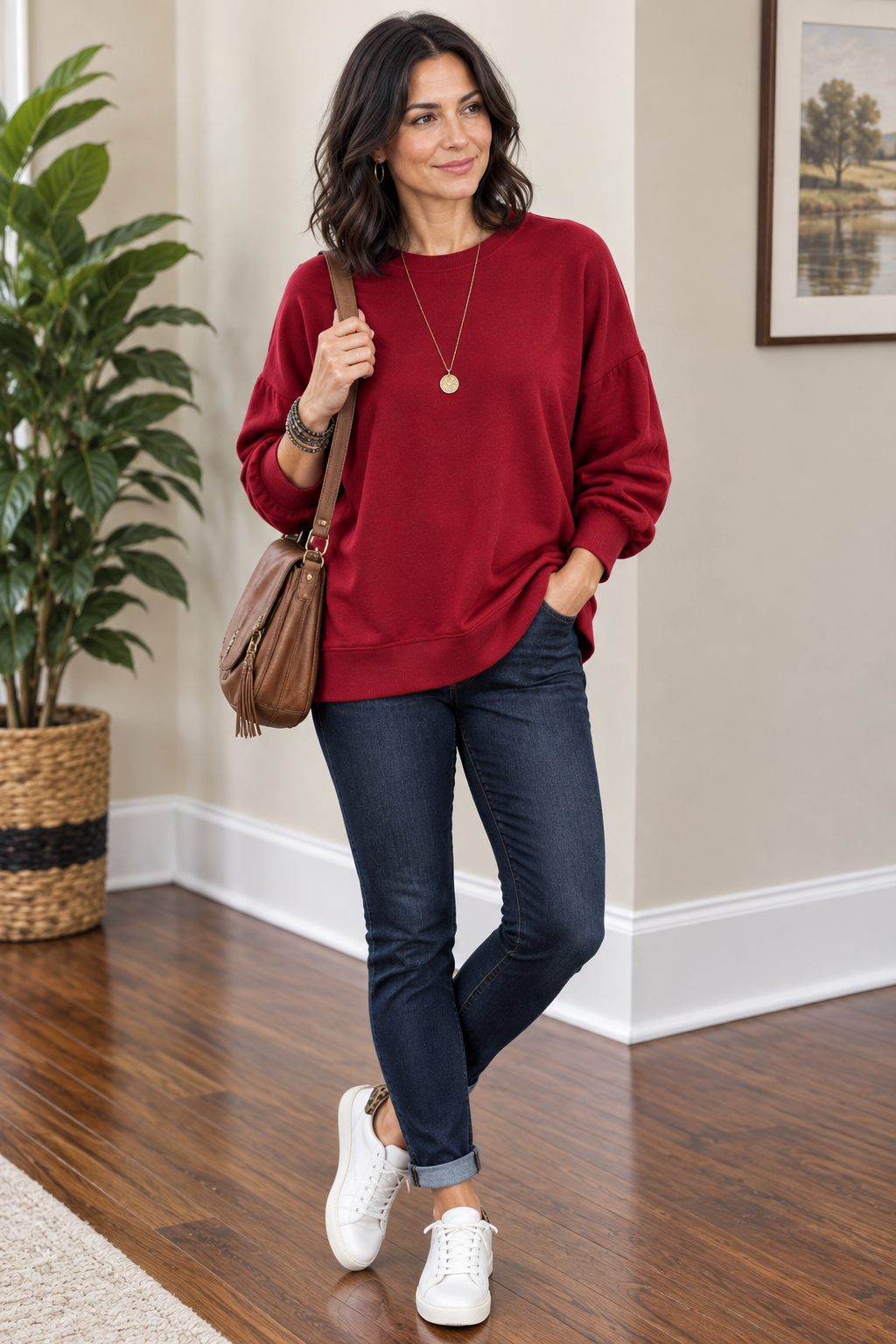 Gathered Sleeve Sweater