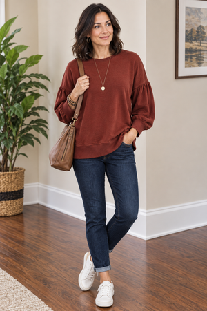 Gathered Sleeve Sweater