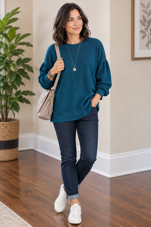 Gathered Sleeve Sweater