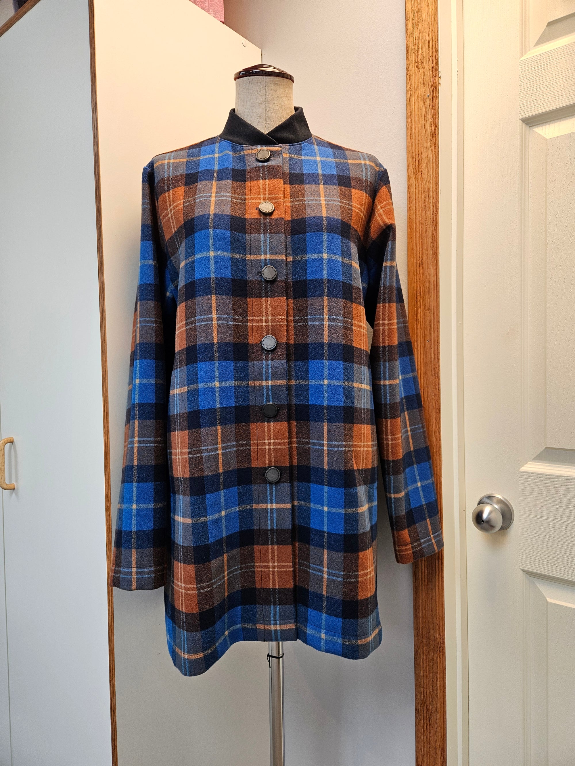 Brushed Flannel Plaid Jacket with Pockets