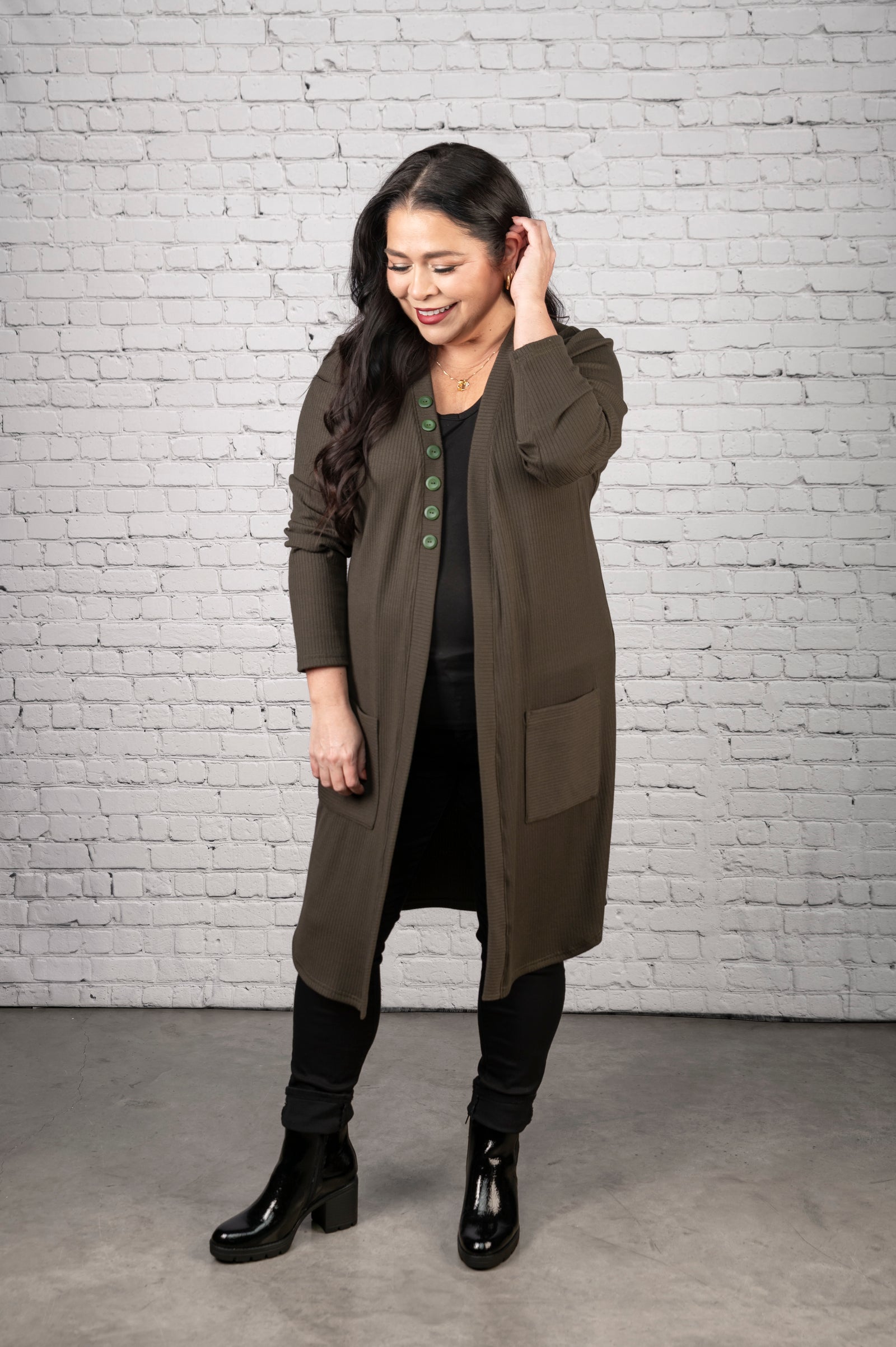 FW2607 - Rib Knit Cardigan with Pockets