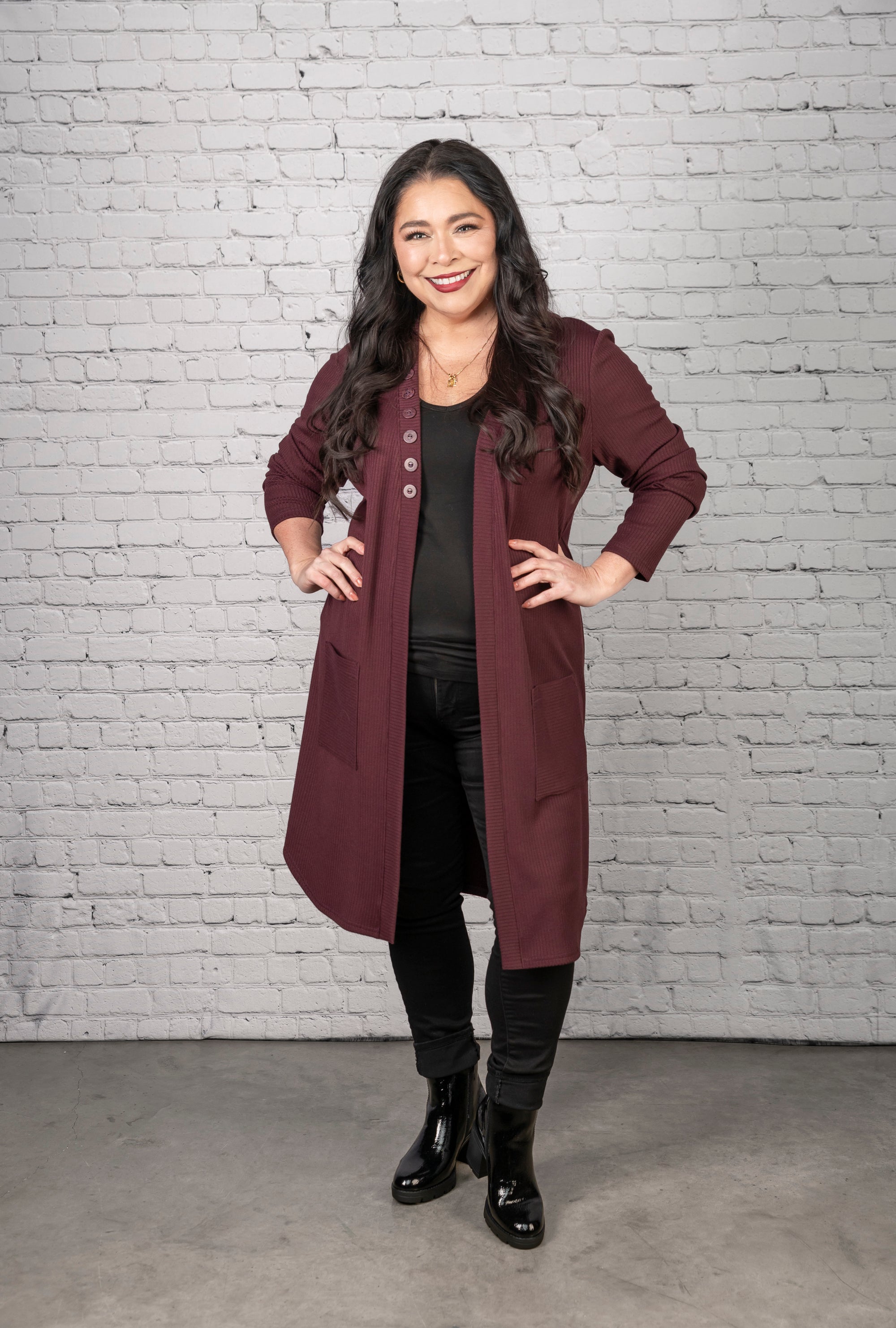 FW2607 - Rib Knit Cardigan with Pockets