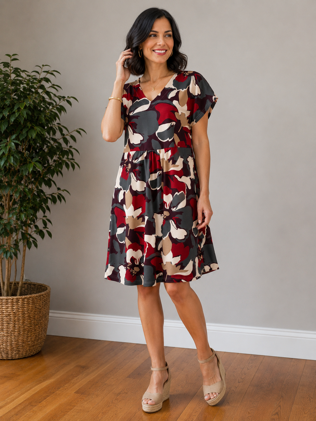 Gathered Dress with Pockets
