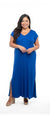 SS2405 -Rib Knit Maxi Dress with Short Sleeve and Side Slits