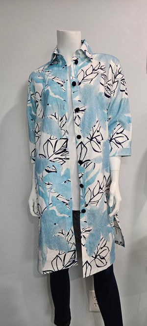 SS2413 -Printed Linen Shirtdress with Pockets