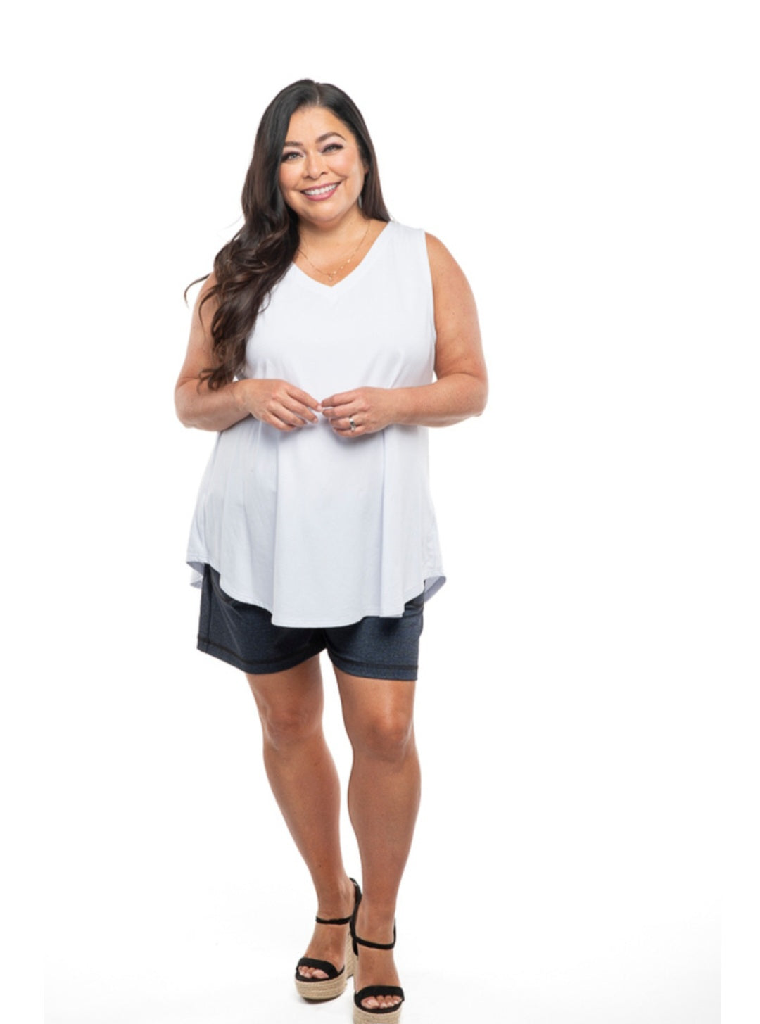 White Bamboo V Neck Tank Top