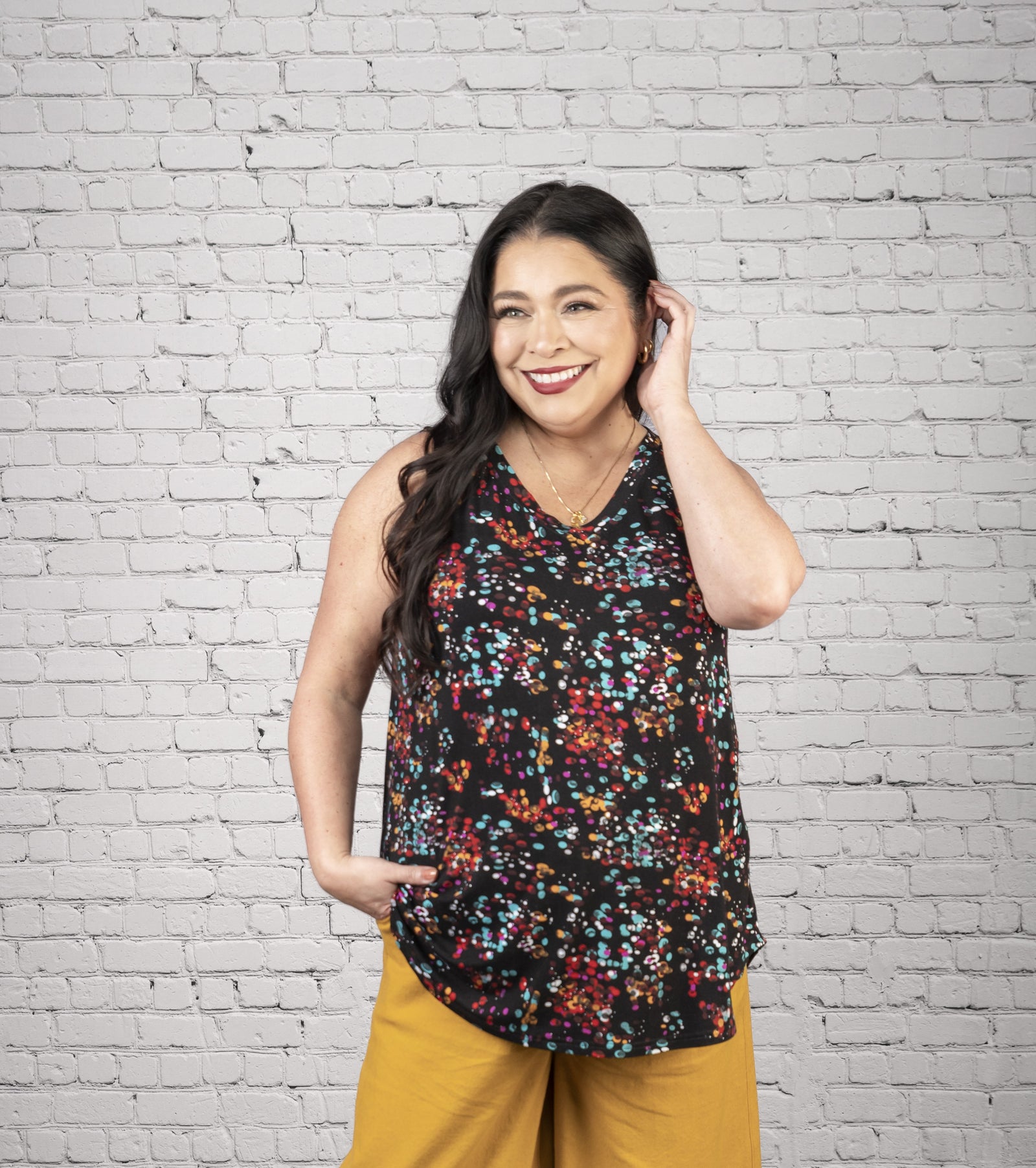 SS2506 - Multi Polka Dot Bamboo Tank Top