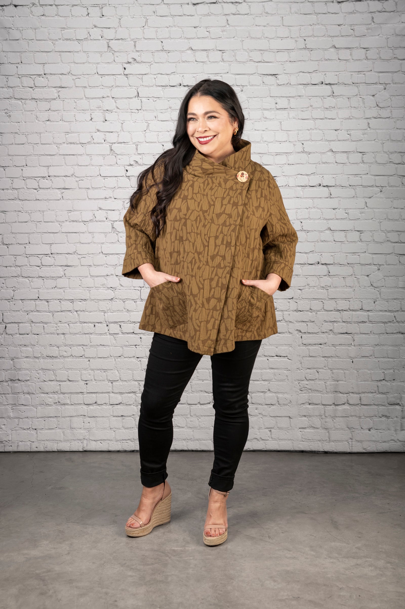 Linen/Cotton Swing Cardigan with Pockets