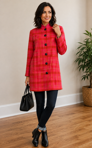 Brushed Flannel Plaid Jacket with Pockets
