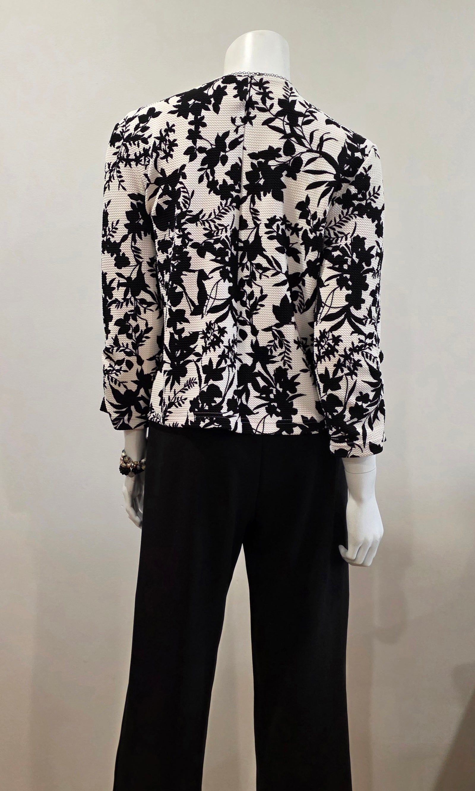 SS26-03-Black and White Floral Crop Jacket