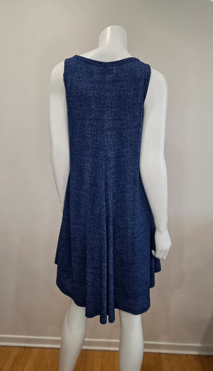 SS26-09-Sleeveless Denim Knit Dress with Pockets