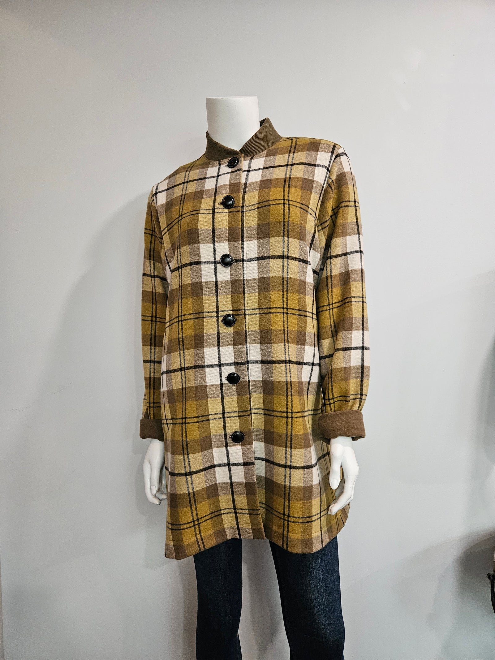 Brushed Flannel Plaid Jacket with Pockets