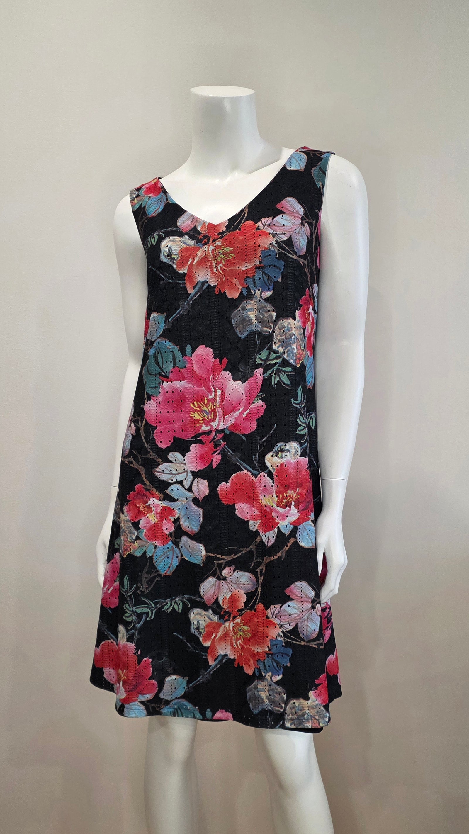 SS26-07- Reversible Black Floral Eyelet Dress