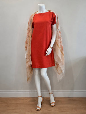 SS26-05-Raw Silk Box Pleated Dress with Pockets