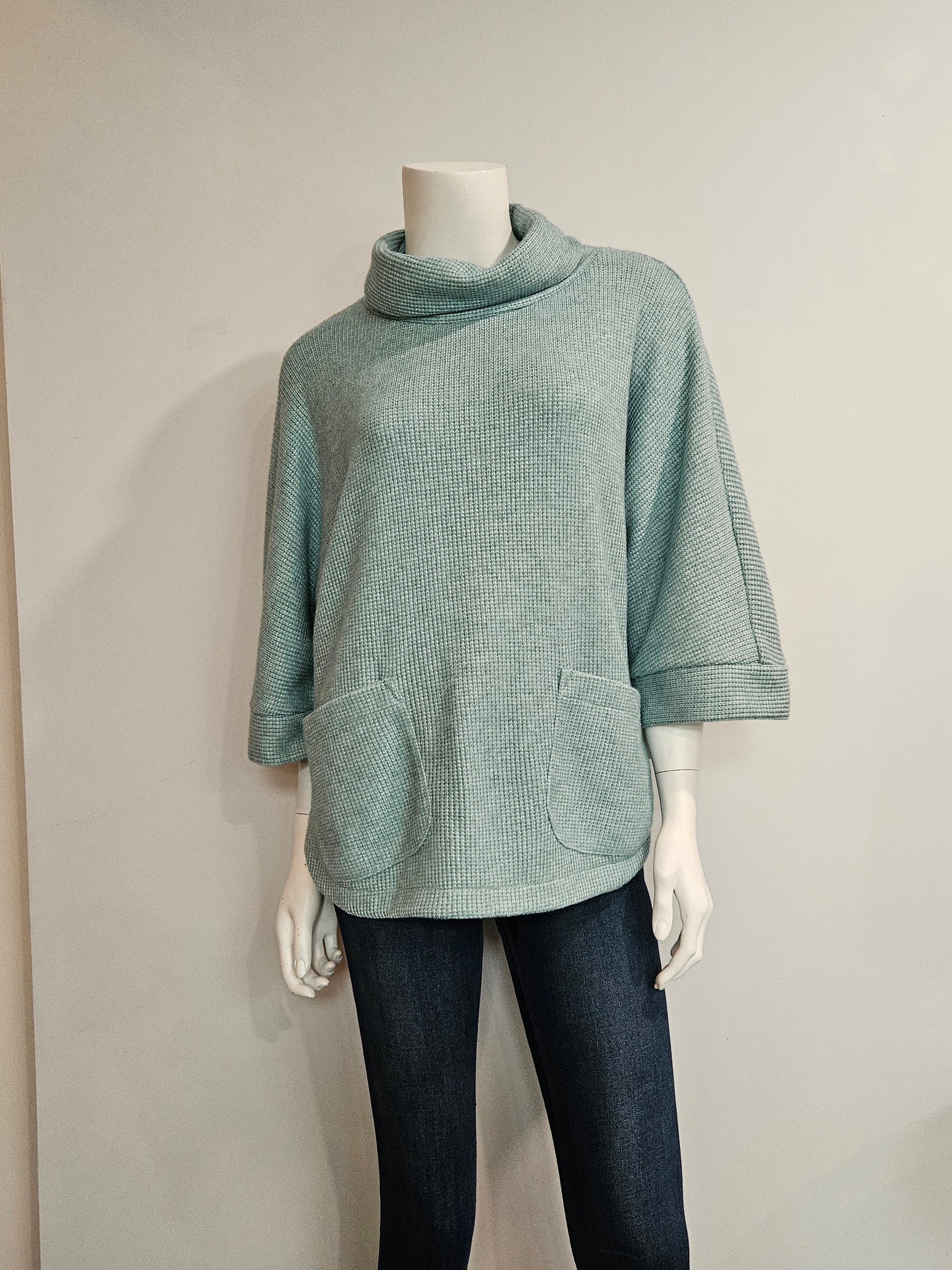 Waffle Knit Dolman Tunic with Pockets