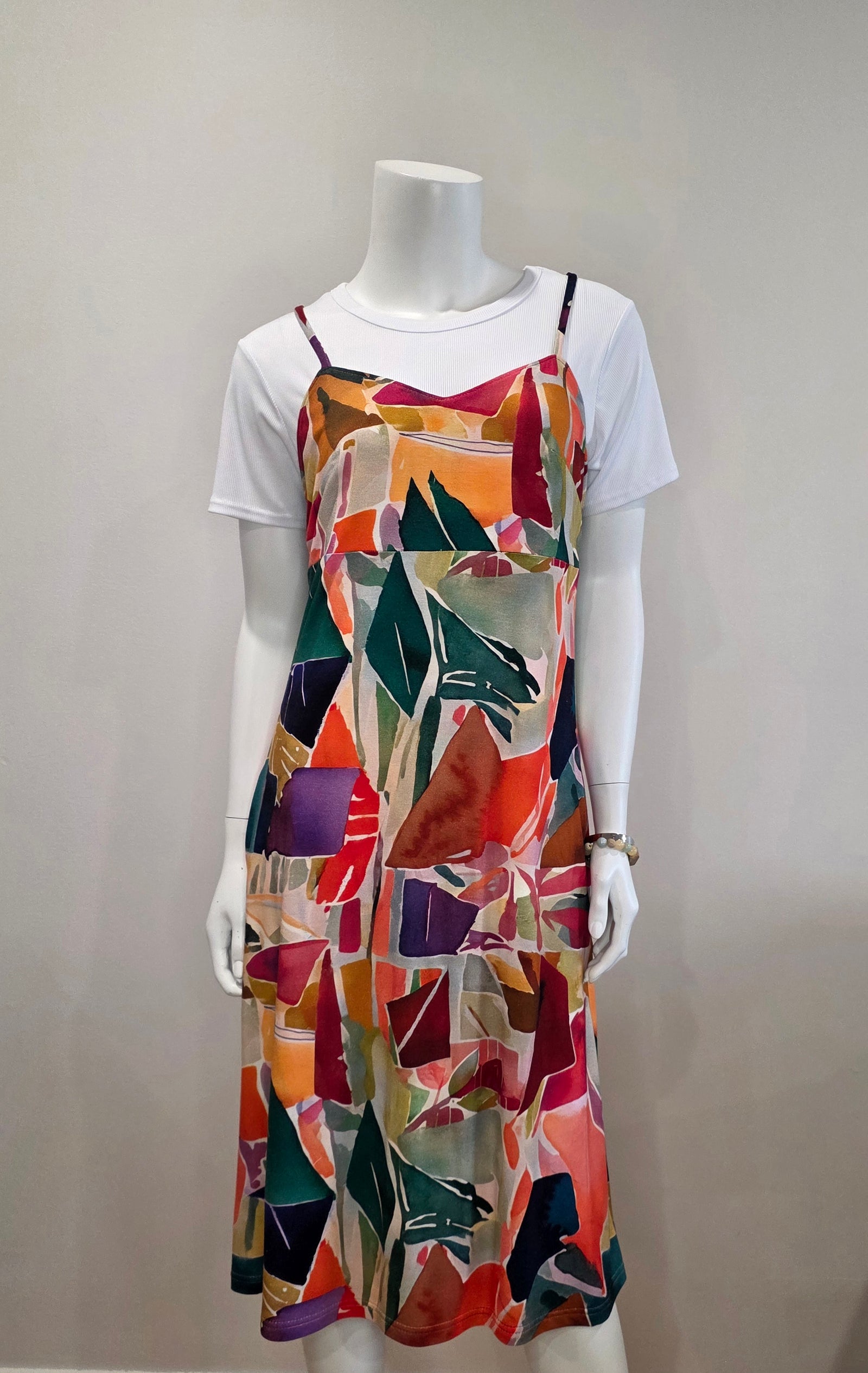 SS26-08-Multi-colour Midi Dress with Pockets