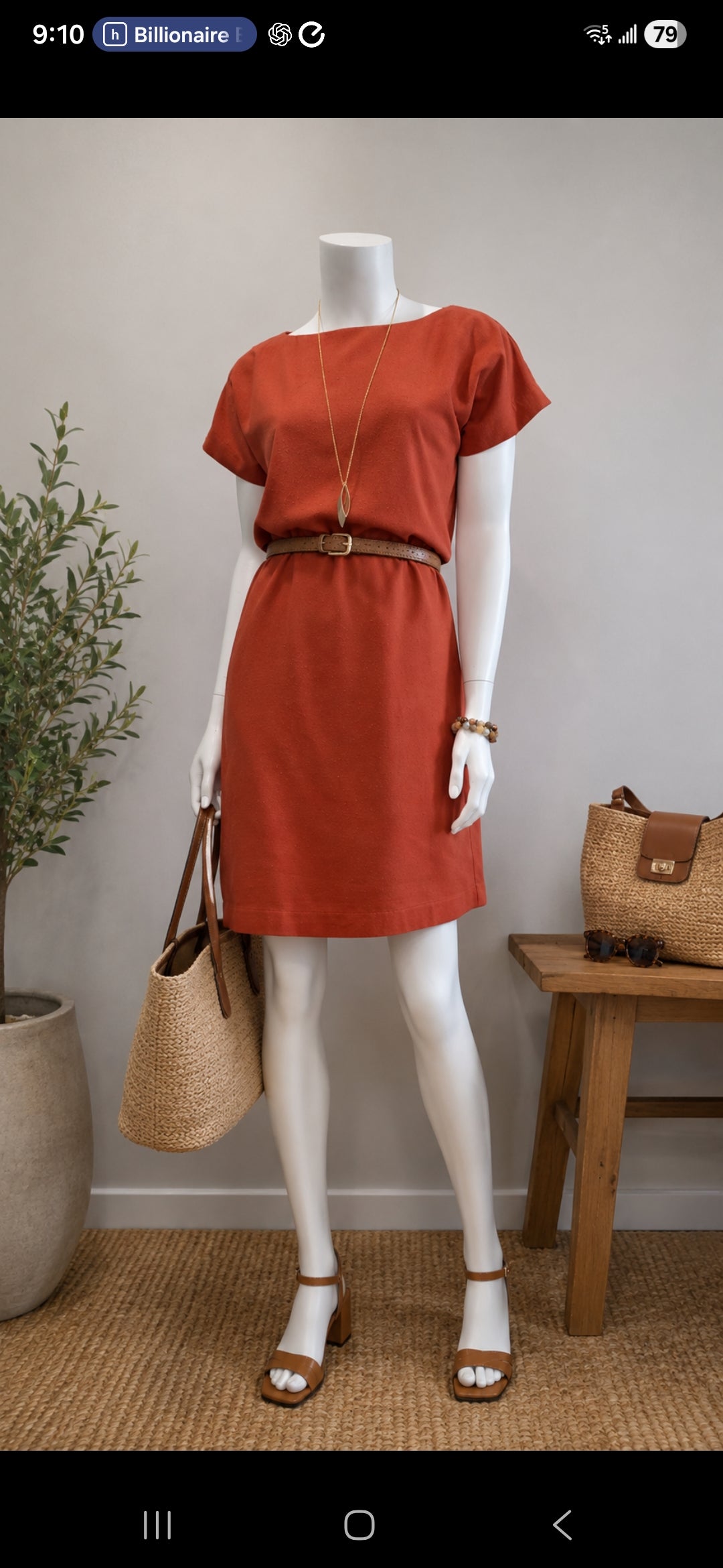 SS26-05-Raw Silk Box Pleated Dress with Pockets