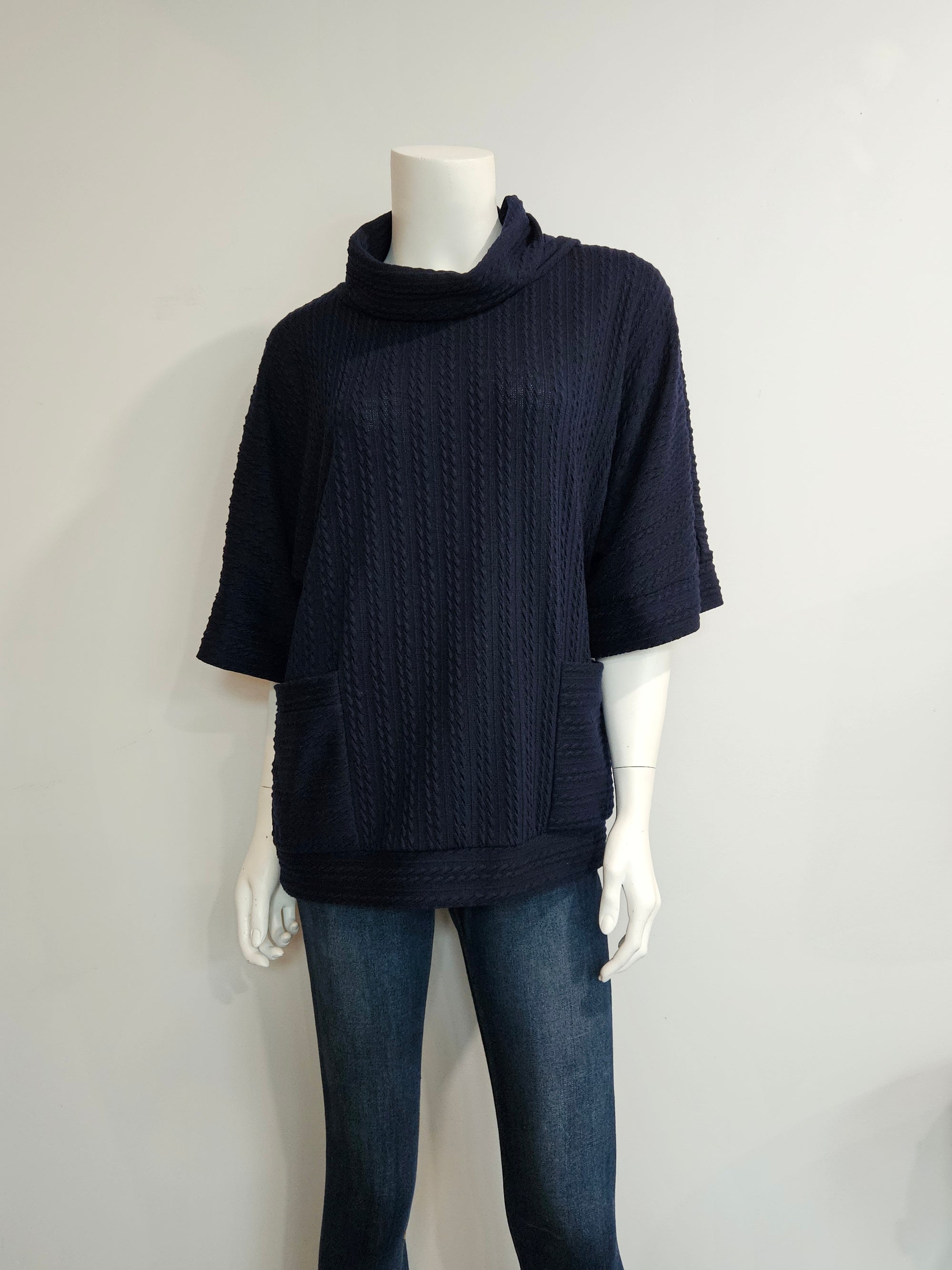 Cable Knit Dolman Pullover with Pockets