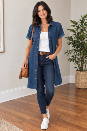 Denim Shirtdress with Pockets