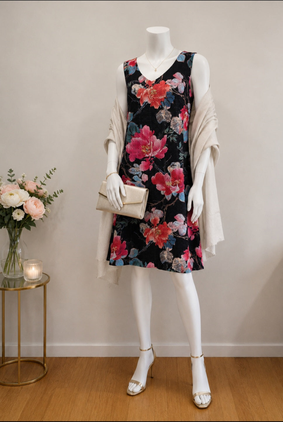 SS26-07- Reversible Black Floral Eyelet Dress