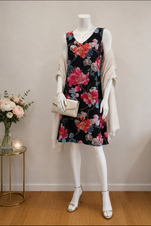 SS26-07- Reversible Black Floral Eyelet Dress