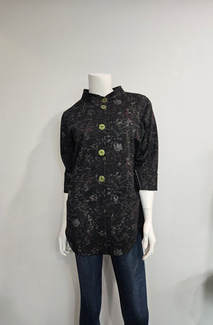 Black Floral Ponte de Roma Cardigan with Pockets