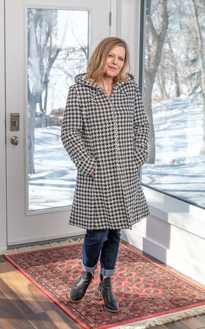 Houndstooth Coat with Pockets